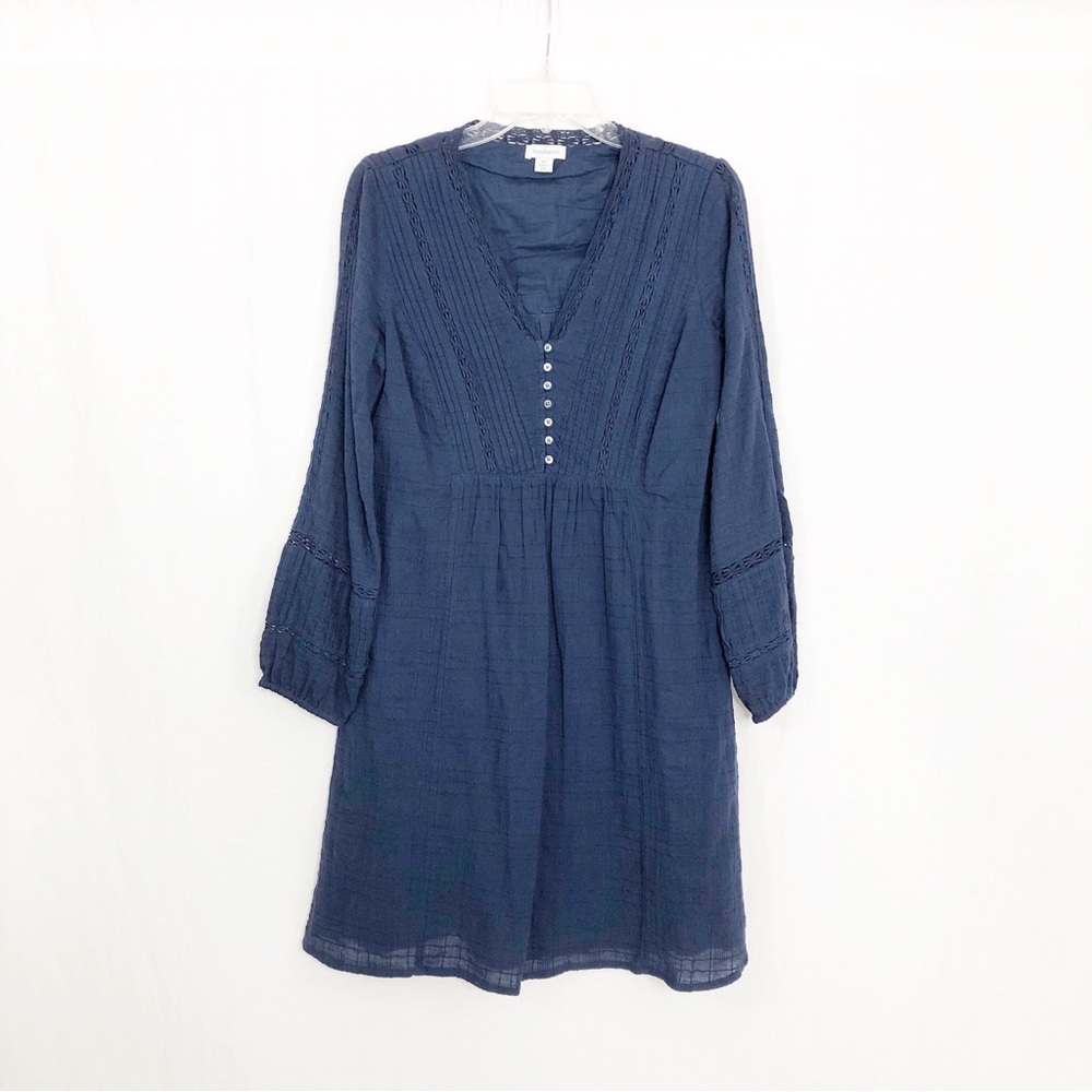 Sundance Boho Oversized Festival Dress with Crochet Lace Detail, Size XS, Blue